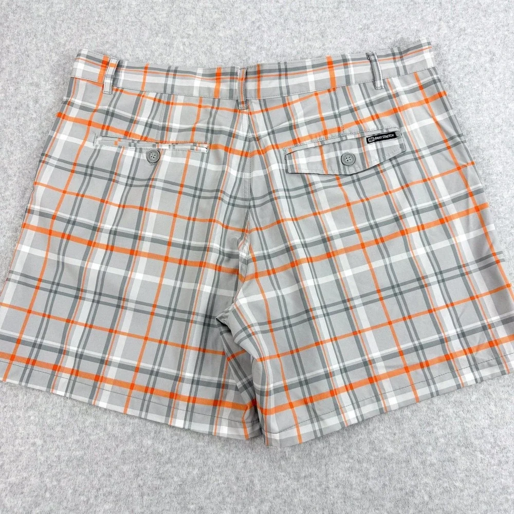 Op Shorts Mens 38 Gray Plaid Microfiber Chino OPFLEX 4 Way Stretch Beach 40x6